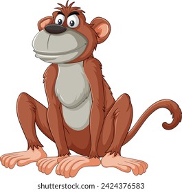 Vector illustration of a happy sitting monkey