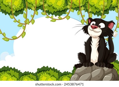 Vector illustration of a happy skunk outdoors.