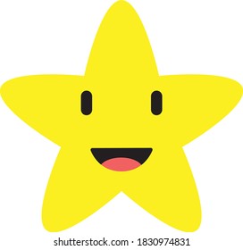 vector illustration of Happy Smile face yellow star isolated on white background