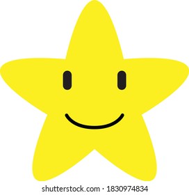 ilustración vectorial de la cara de Happy Smile estrella amarilla aislada en fondo blanco