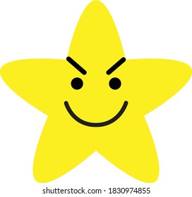 vector illustration of Happy Smile face yellow star isolated on white background