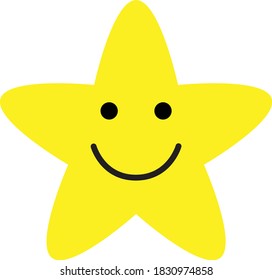 ilustración vectorial de la cara de Happy Smile estrella amarilla aislada en fondo blanco