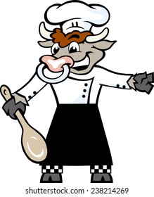 Vector illustration of an Happy smiling Bull Chef 