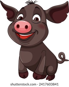Ilustración vectorial de un cerdo de caricatura feliz y sonriente