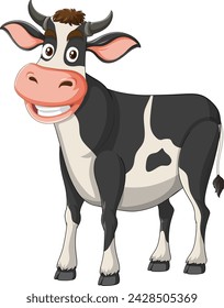 Vector illustration of a happy, smiling cow.