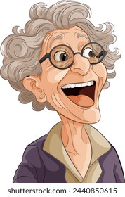 Ilustración vectorial de una anciana feliz y sonriente.