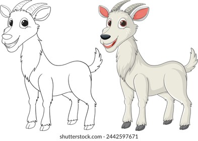 Vector illustration of a happy, smiling goat