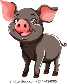 Vector illustration of a happy, smiling pig