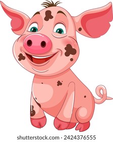 Vector illustration of a happy, smiling piglet.