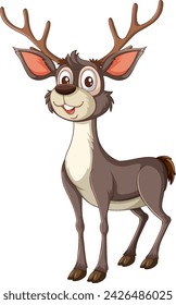 Vector illustration of a happy, smiling reindeer.