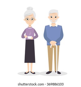 Vector illustration of happy smiling senior couple. 