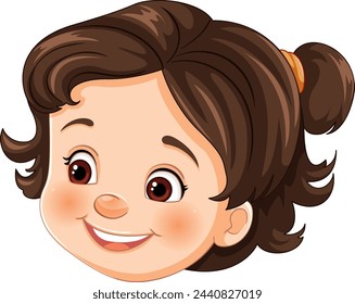 Vector illustration of a happy, smiling young girl