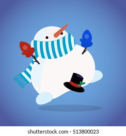 Vector illustration of happy snowman