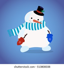 Vector illustration of happy snowman
