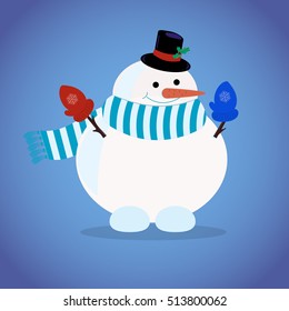 Vector illustration of happy snowman