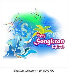 VECTOR ILLUSTRATION  FOR HAPPY SONGKRAN, THAILAND FESTIVAL WITH TEXT SONGKRAN MEANS  NEW YEAR