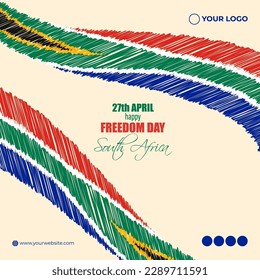 Vector illustration of Happy South Africa Freedom Day social media story feed mockup template