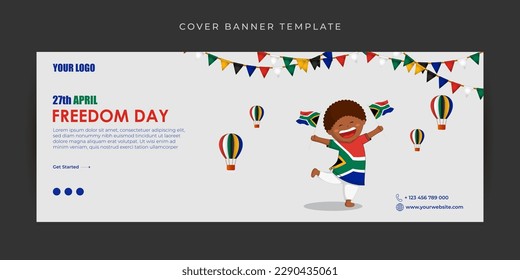 Vector illustration of Happy South Africa Freedom Day Fb cover banner mockup Template