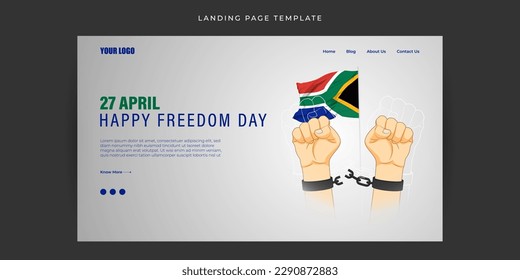 Vector illustration of  Happy South Africa Freedom Day Website landing page banner mockup Template