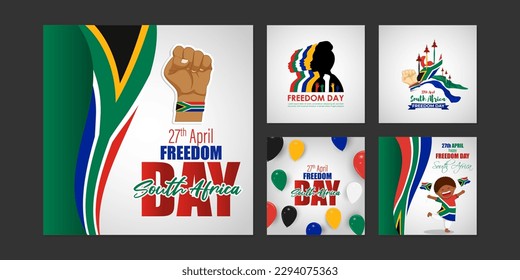 Vektorgrafik von Happy South Africa Freedom Day Social Media Story Feed Set Muster Vorlage Flyer Poster Set