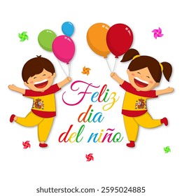 Vector illustration of Happy Spain Children's Day social media template with written Spanish text meaning Happy Children's Day