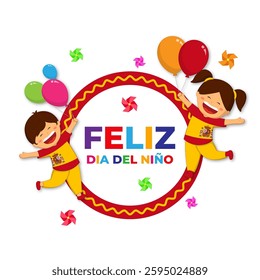 Vector illustration of Happy Spain Children's Day social media template with written Spanish text meaning Happy Children's Day