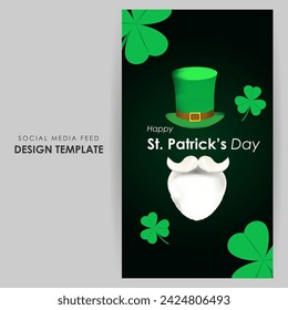 Vector illustration of Happy St Patricks Day social media feed template