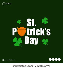 Vector illustration of Happy St Patricks Day social media feed template