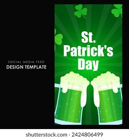 Vector illustration of Happy St Patricks Day social media feed template