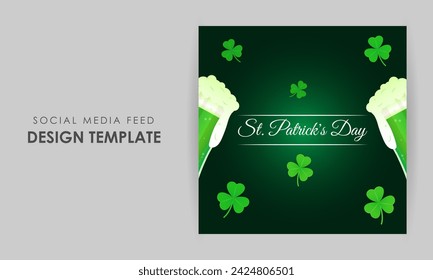Vector illustration of Happy St Patricks Day social media feed template