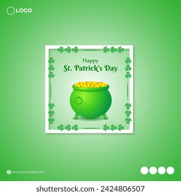 Vector illustration of Happy St Patricks Day social media feed template