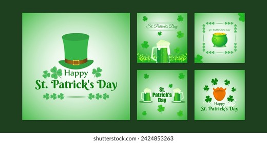 Vector illustration of Happy St Patricks Day social media feed template