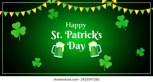 Vector illustration of Happy St Patricks Day social media feed template