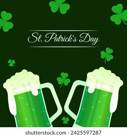 Vector illustration of Happy St Patricks Day social media feed template