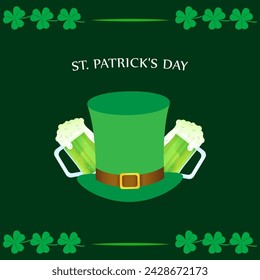 Vector illustration of Happy St Patricks Day social media feed template