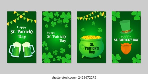 Vector illustration of Happy St Patricks Day social media feed template