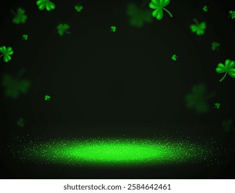 Vector illustration Happy St Patricks day card sparkle background with green clovers for design