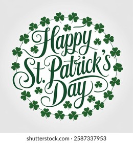 Vector illustration Happy St. Patricks Day lettering Greeting Card. Typographical Vector Background. Handmade calligraphy 