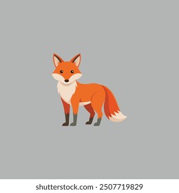 Vector illustration of a happy standing red nosed fox