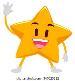 Vector Illustration of a happy Star Waving Hand