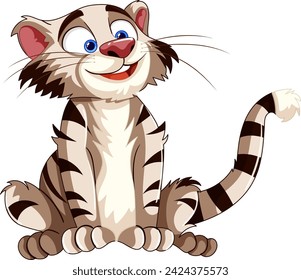 Vector illustration of a happy striped cat