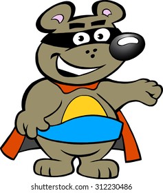 Vector illustration of an Happy Strong Super Hero Bear 