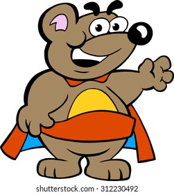 Vector illustration of an Happy Strong Super Hero Bear 