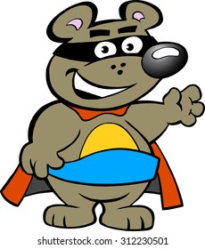 Vector illustration of an Happy Strong Super Hero Bear