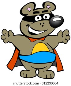 Vector illustration of an Happy Strong Super Hero Bear