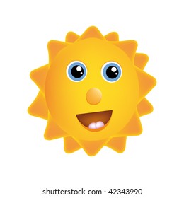 vector illustration of happy sun isolated on white background