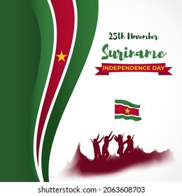 Vector illustration of happy Suriname independence day