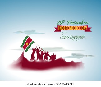 Vector illustration of happy Suriname independence day