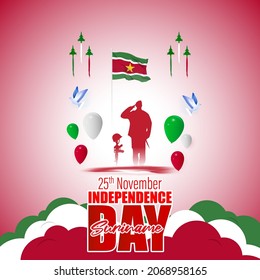 Vector illustration of happy Suriname independence day