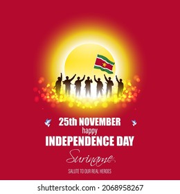 Vector illustration of happy Suriname independence day
